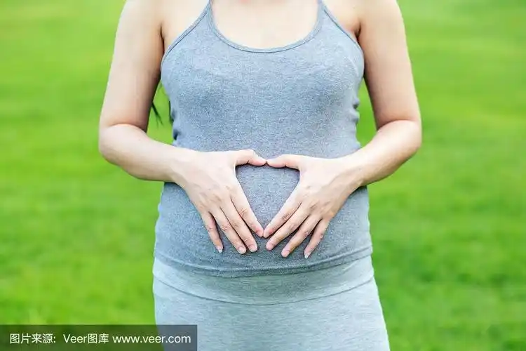 美丽的孕妇,双手捂着肚子