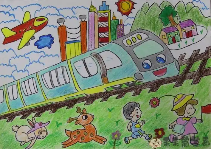 高铁怎么画,高铁儿童画图片