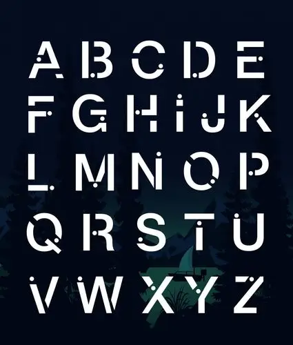 26款白色大写字母艺术字矢量素材