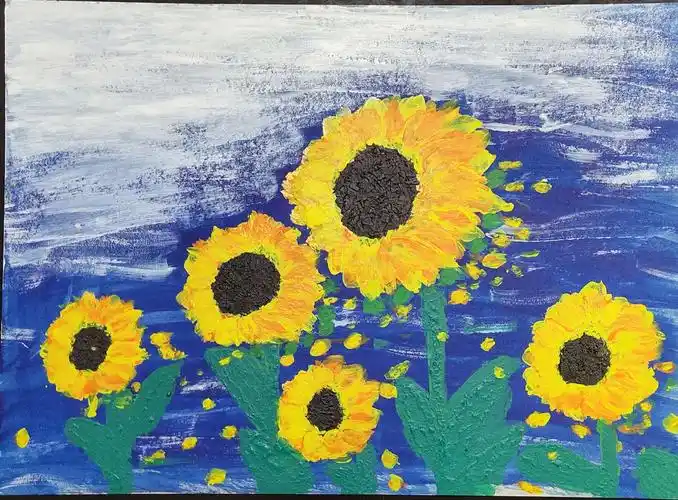 妈妈也是第一次画丙烯颜料画