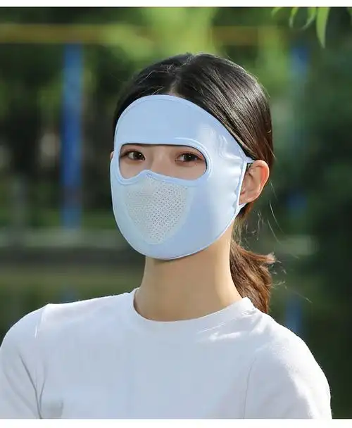 口罩面罩女夏季薄款护全脸防晒户外骑行遮阳护额头蒙面凉感大面罩