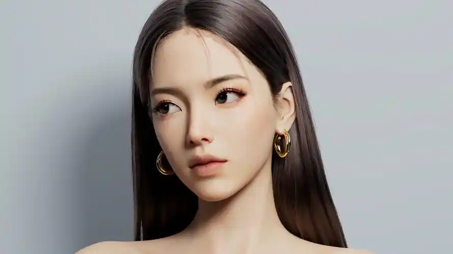 3d 动漫 长发 美女 脸 耳环 电脑 壁纸