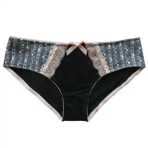 女提臀冰丝透气女式女士低腰内裤三角裤日系复古刺绣蕾丝可爱大码