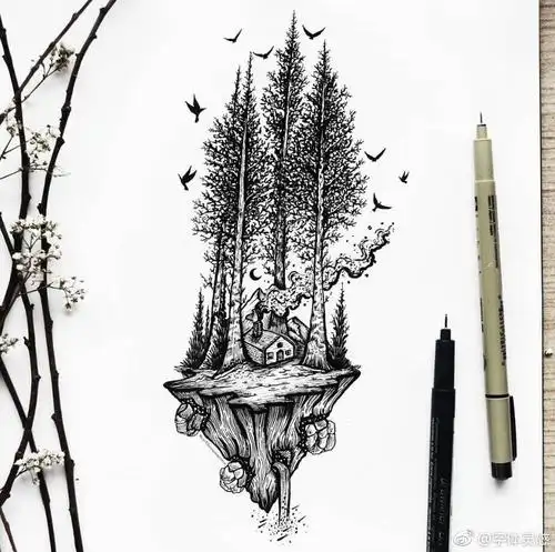 创意精美针管笔插画 ins:menis_art