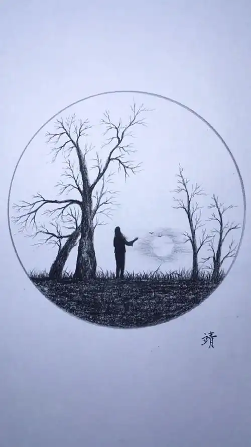 惆怅泪泪愁肠,几番孤独几人场?#素描