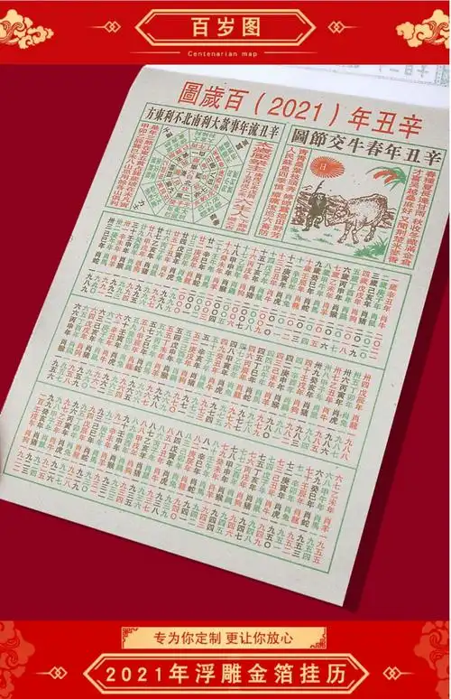 老皇历2021年择吉日历挂历可定制万年历牛年手撕传统通胜宜忌家用选