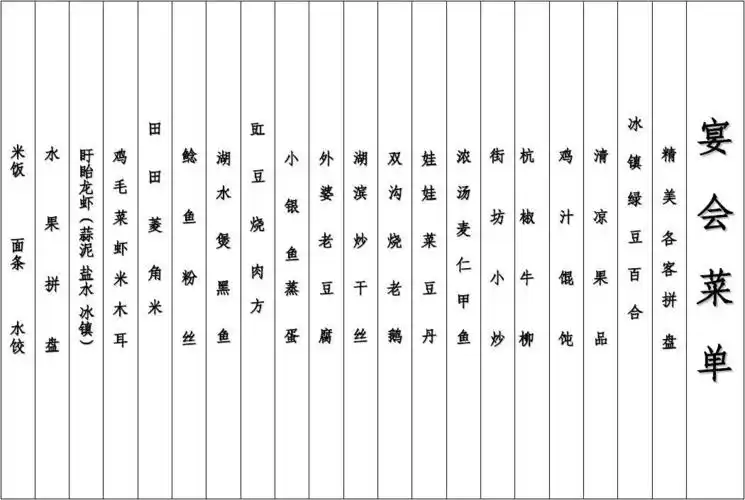 宴会菜单格式