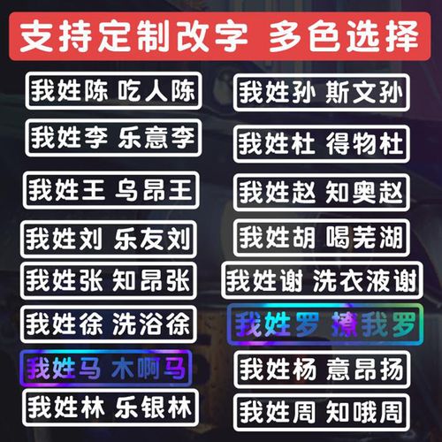 我姓徐洗浴徐百家姓氏陈张刘车贴文字个性订制做搞笑后挡新款贴纸