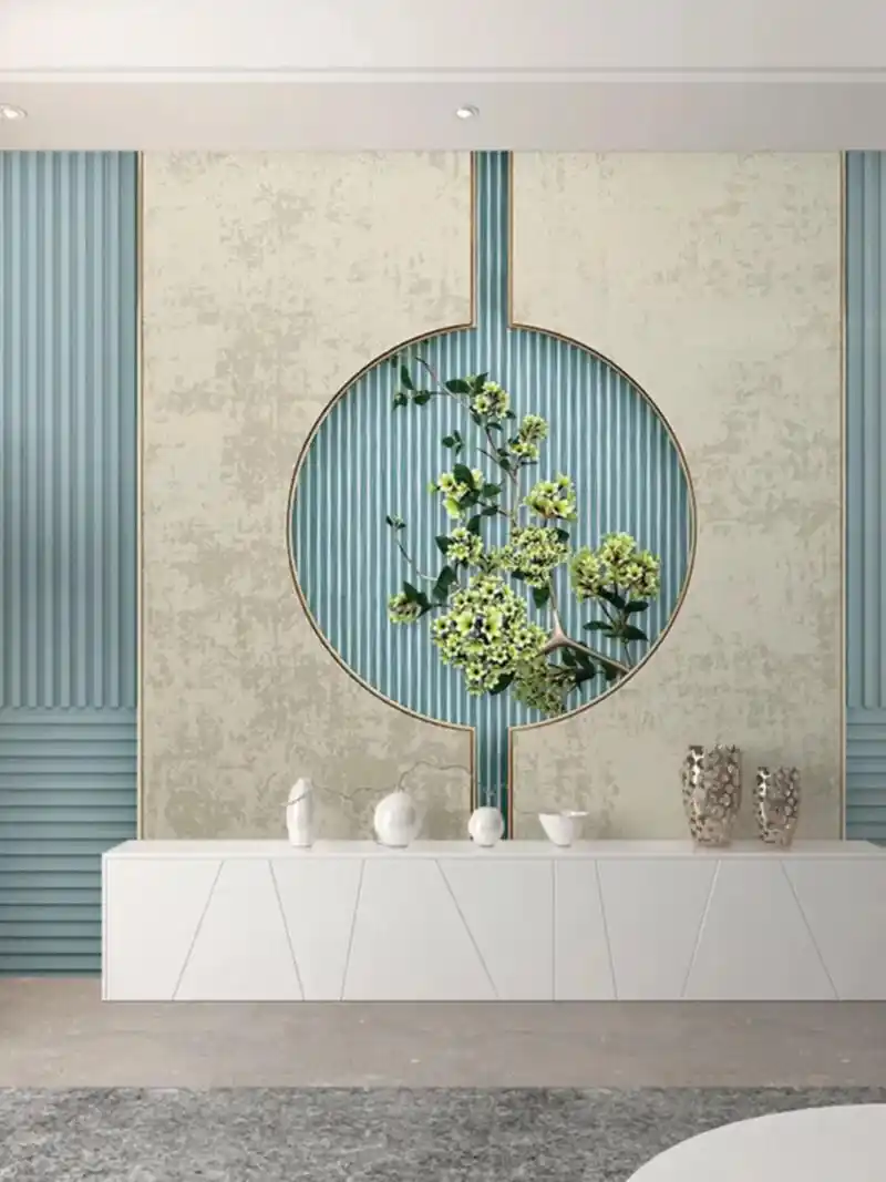 现代简约立体花朵图案电视背景墙壁纸高档大.