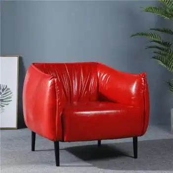 美式客厅整装现代组合家具双人三人位工业风loft皮艺复古沙发 红色