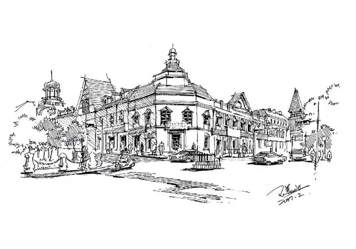 我的300张建筑手绘之17北戴河石塘路街景