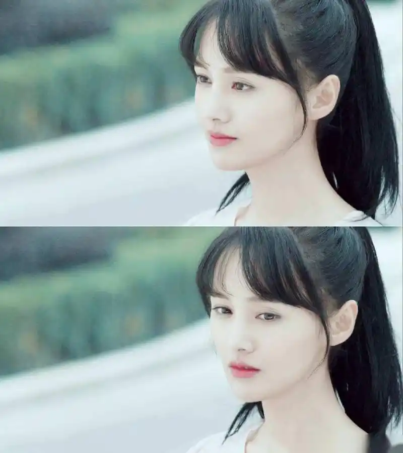 照片中的郑爽留着黑色齐肩短发,白玉一般的肌肤,看起来就好像是磁窑中