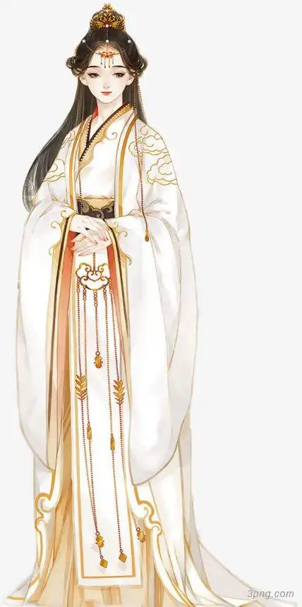 工笔画古风美人png素材透明免抠图片-动植人物