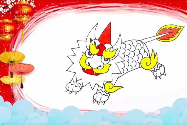 王老猫画年兽简笔画_年兽简笔画