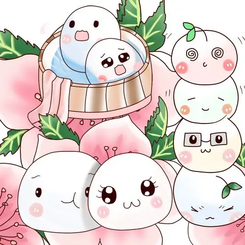 手绘原创主题【桃花团子】