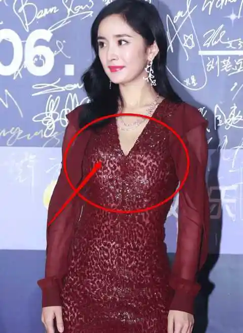 杨幂穿网纱透视裙, 大奶球傲人 网友: 都吊起来累坏了胸罩!