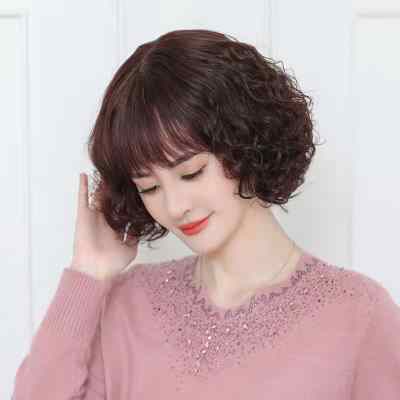 假发女中长卷发全头套女士妈妈真发套全真人发丝自然卷发型假头发