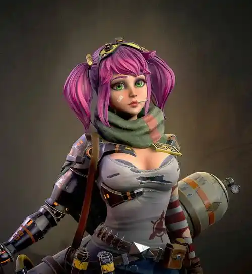 3d美女大神专攻风格化雕刻,美感狠狠拿捏住了!_作品_角色_alina