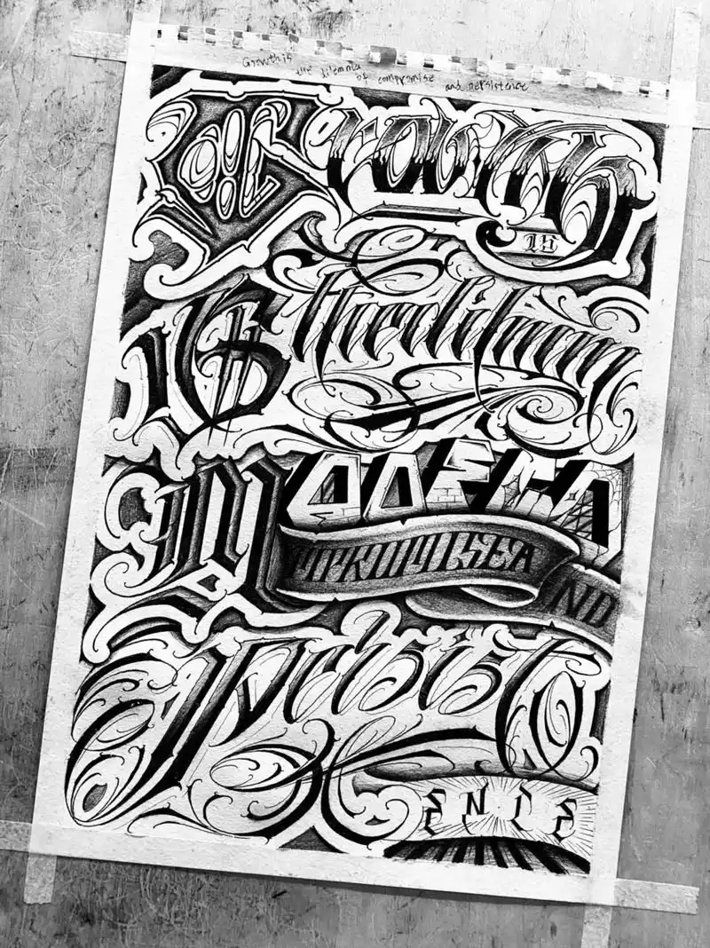 纹身图案手稿 #感谢抖音 #纹身手稿 #花体字设计 #手稿 - 兑趑