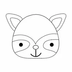 虚线形状快乐浣熊头野生动物矢量插图照片