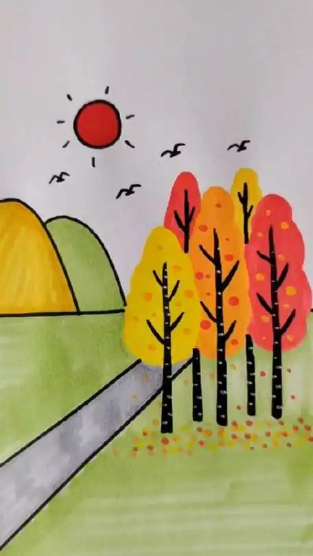 一起来画秋天# 简笔画#创意绘画 # 一学就会系.秒懂创意的微博视频