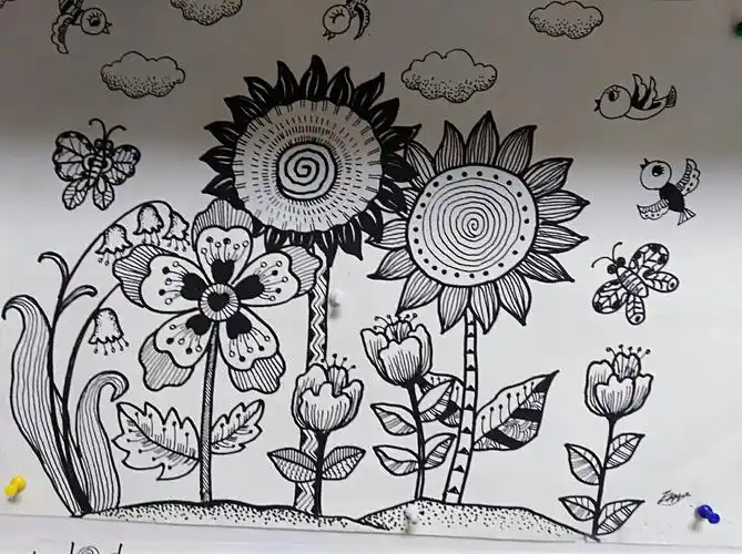 暑期小朋友线描画