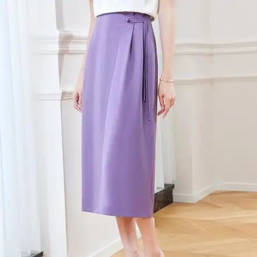 盘扣半身裙2024夏季新款高腰显瘦中长款开叉包臀一步裙717-阿里巴巴