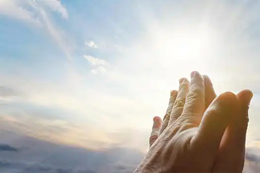 祈祷,天空,双手合十,鲜明