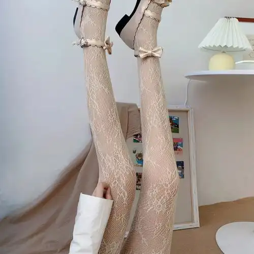 ideamini春夏季复古钩花蕾丝连脚裤袜外穿性感网袜紧身袜打底袜长袜女