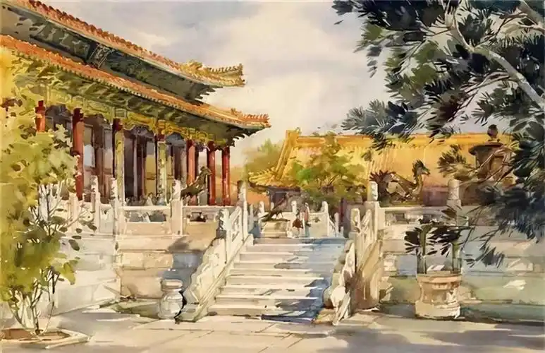 清华才女画家华宜玉笔下古建筑国风十足赏析