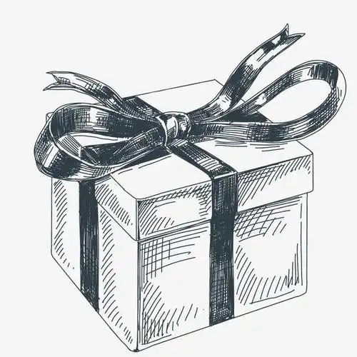 手绘黑色蝴蝶结礼盒素描