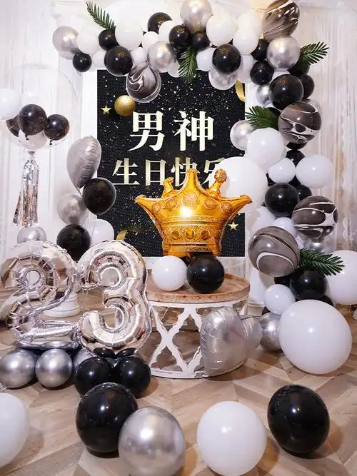 气球布置男生房间派对快乐场景背景墙装饰品女孩卧室过生日的道具