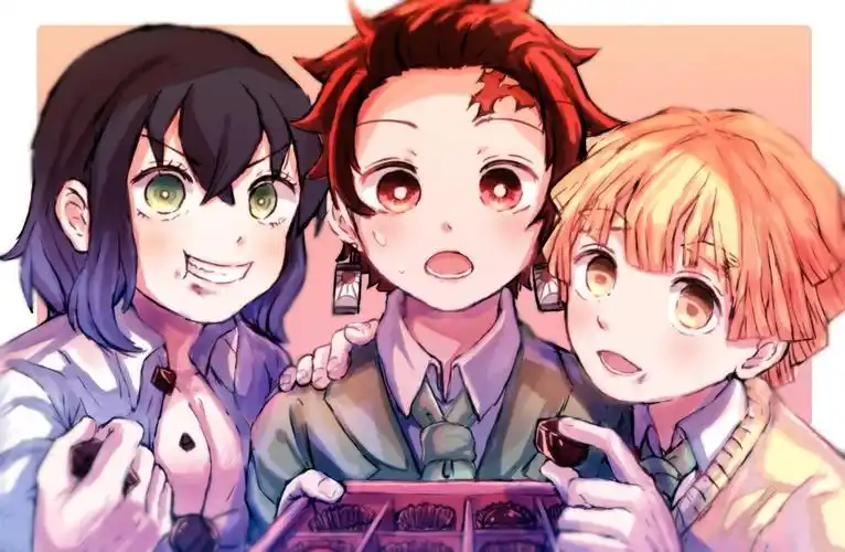 鬼灭之刃# 三只小可爱(p站画师:*はるさめ* id: 79468196)