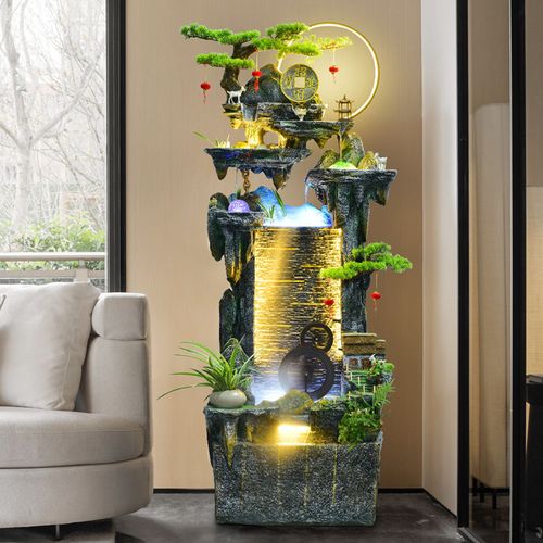 客厅流水摆件鱼缸景观室内装饰假山喷泉循环水落地加湿器开业装饰