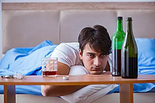 男人,酒,喝,床上,分手,沮丧