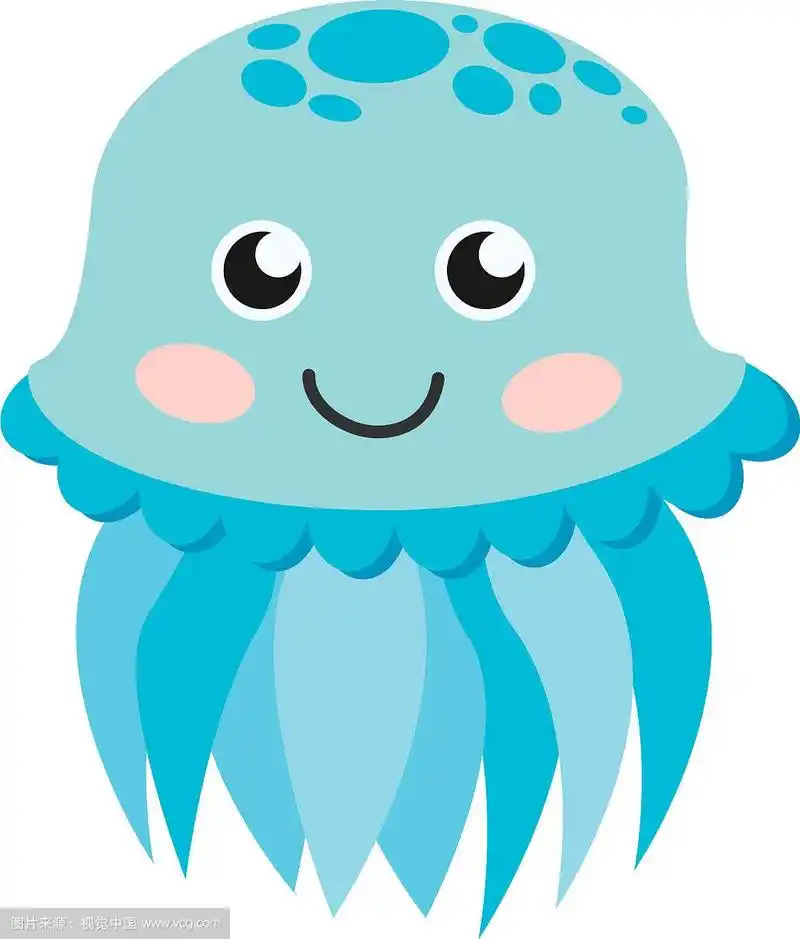 可爱快乐的水母卡通人物海洋动物