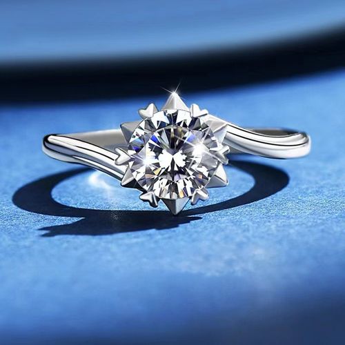 雪花一克拉仿莫桑钻戒指女韩版六爪轻奢钻戒情侣结婚婚戒一件代发