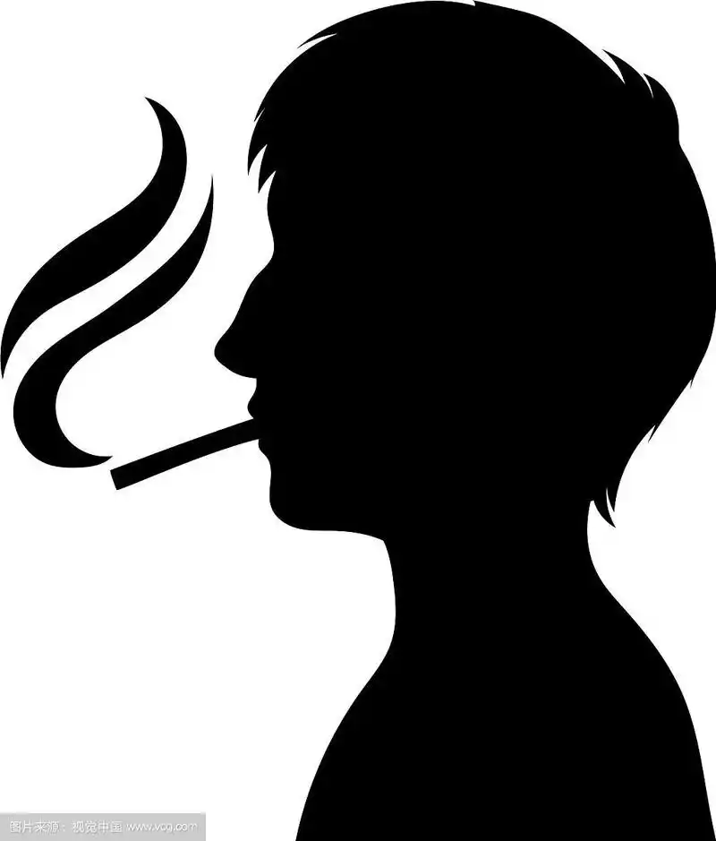 吸烟者侧影与香烟男子