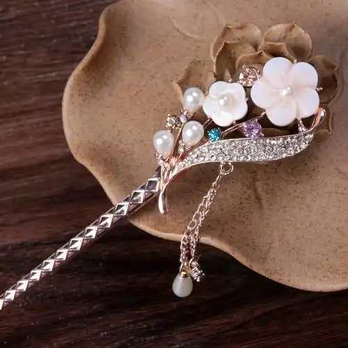 韩国古典簪子宫廷复古发簪古风发饰镶钻流苏步摇新娘盘发饰头饰品