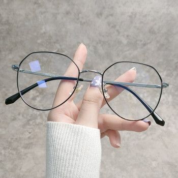 poeroy纯钛防辐射抗蓝光近视眼镜框学生眼睛架轻大脸显瘦男女同款 黑