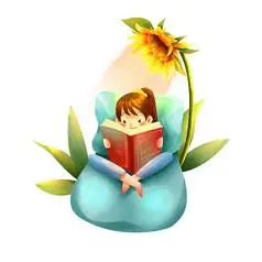 读书的女孩手绘插画元素
