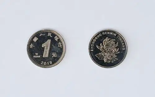2019年版第五套人民币1元硬币正反面(8月30日摄).
