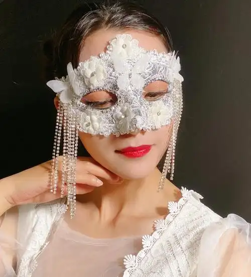 假面女凰威尼斯名媛蕾丝面纱面具私人派对舞会网红直播万圣节蒙面 a款