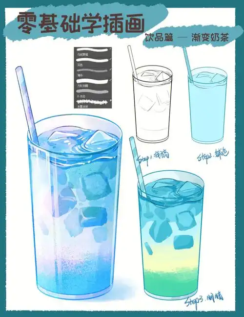 插画教程画一杯梦幻奶茶