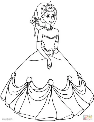 穿舞会礼服的公主简笔画图片