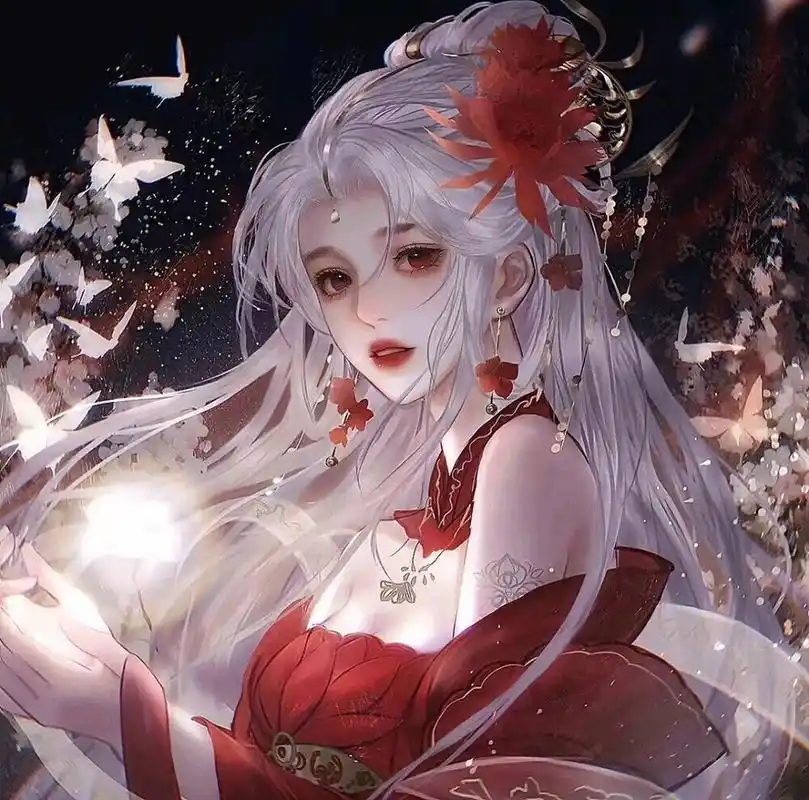 『古风女生头像』『白发红衣』 好吧,图④乱入一个黑发姑娘