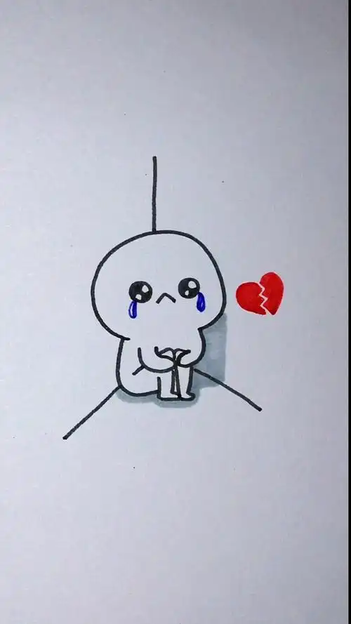 创意简笔画#难过时只想一个人躲在角落静静92-度小视