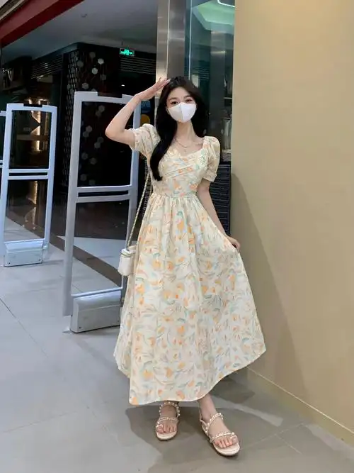 大码女装2024胖妹妹夏装新款设计感显瘦仙女长裙甜美碎花裙连衣裙