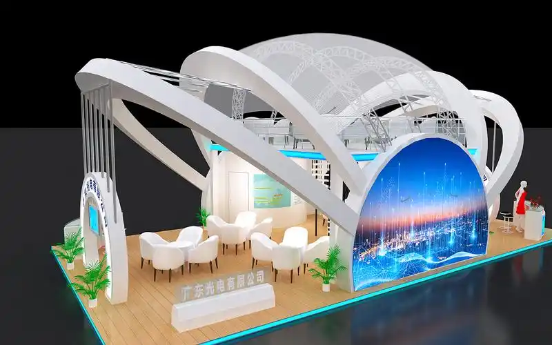 5临摹作品空间展陈设计科技简约大气白色调展台展位灯具创意设计80中