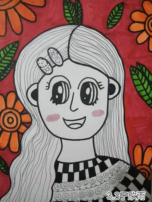 跟着中国人物画的鼻祖顾恺之来画"自画像"活动-学生作品展示